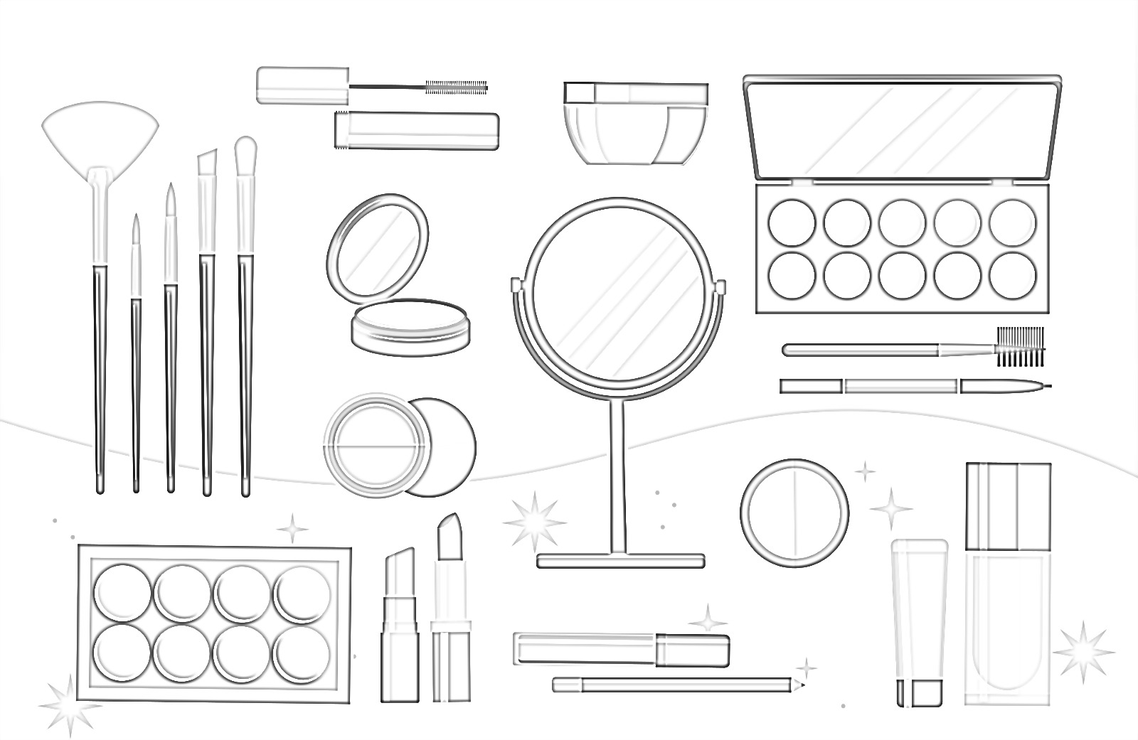 Makeup tools coloring page