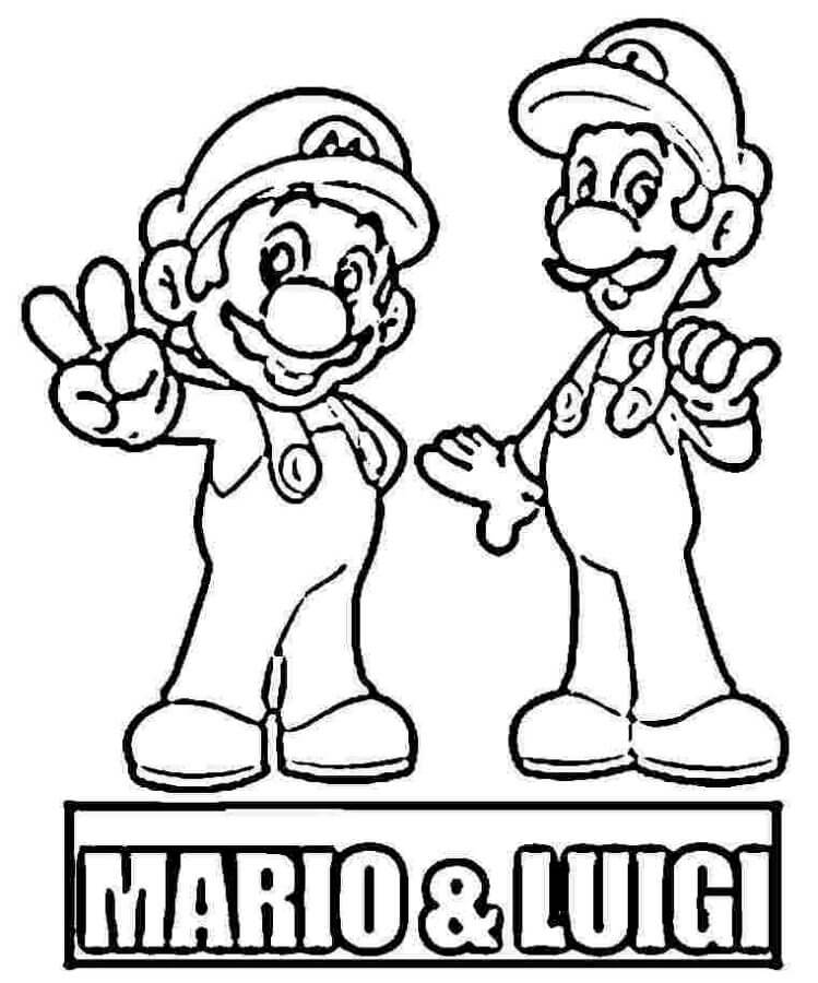 Drawing mario and luigi coloring page