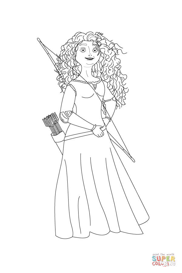 Merida shows off her bow and arrows coloring page free printable coloring pages