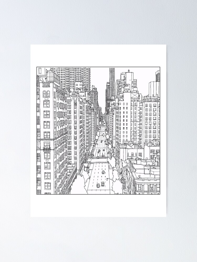 Adult coloring pages new york poster by yuna