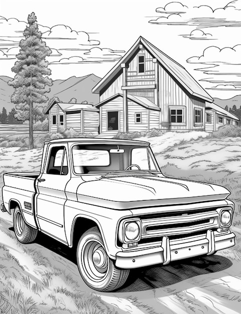 Premium ai image coloring pages of old trucks old truck coloring pages generative ai