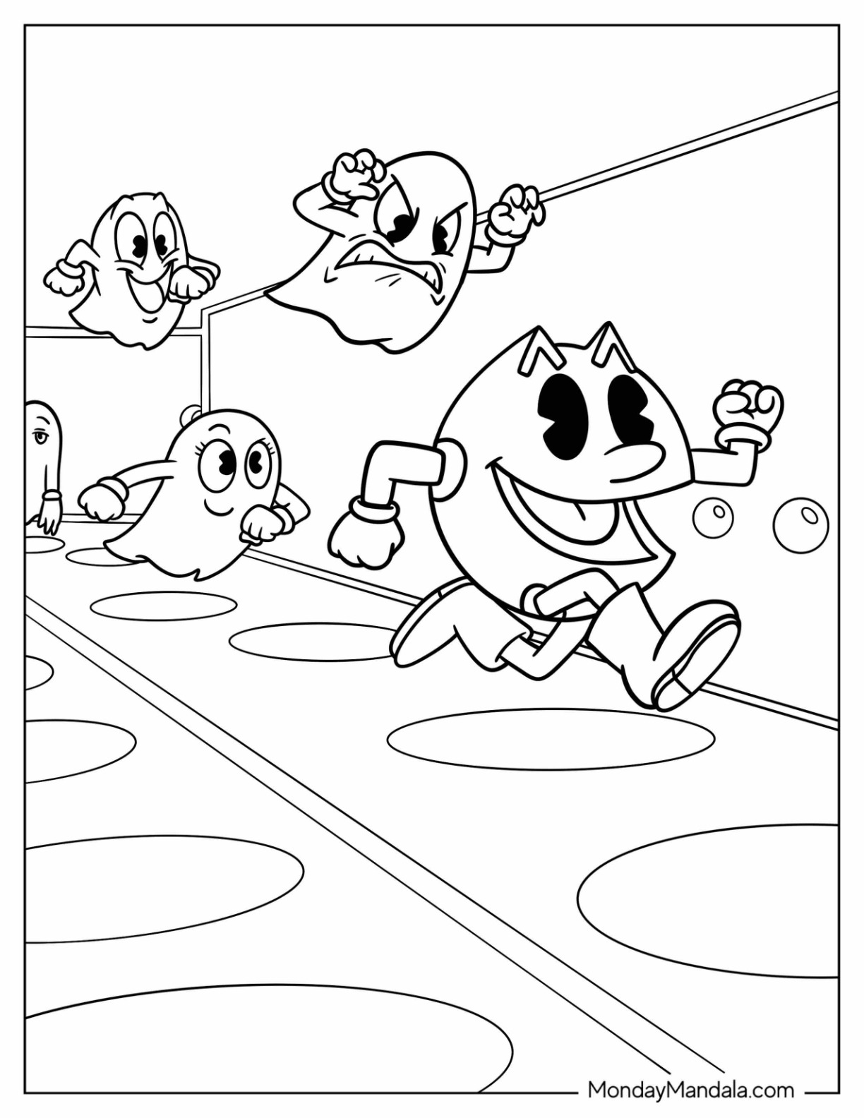 Pac man coloring pages free pdf printables