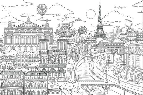 Visite paris coloring wall decaldefault title colouring wall wall decals coloring pages