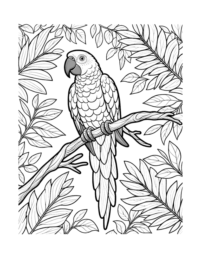 Free parrot coloring pages for kids