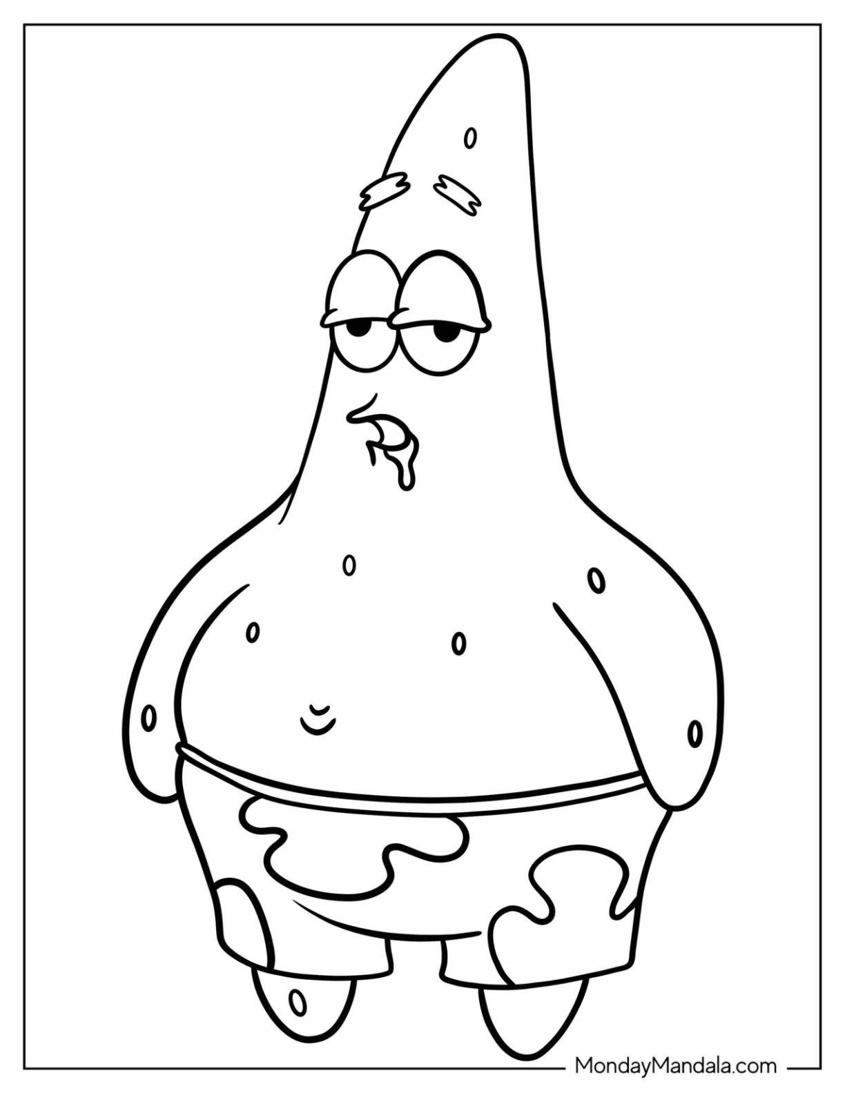 Patrick star coloring pages free pdf printables