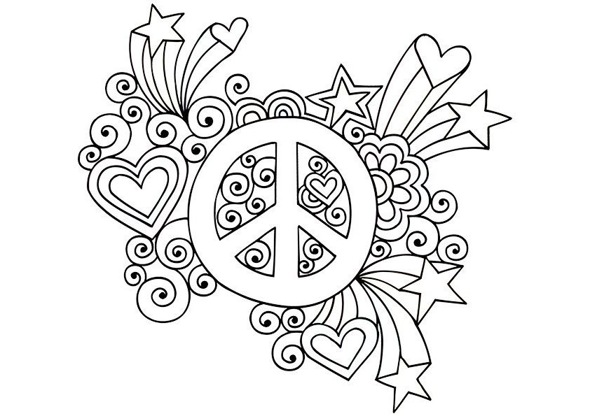 Simple and attractive free printable peace sign coloring pages