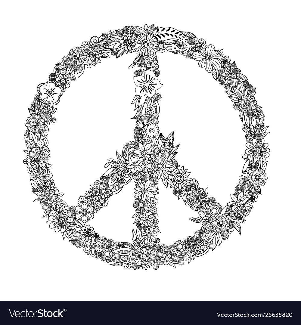 Peace symbol coloring page royalty free vector image