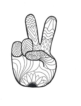 Peace sign coloring page by liz just color tpt