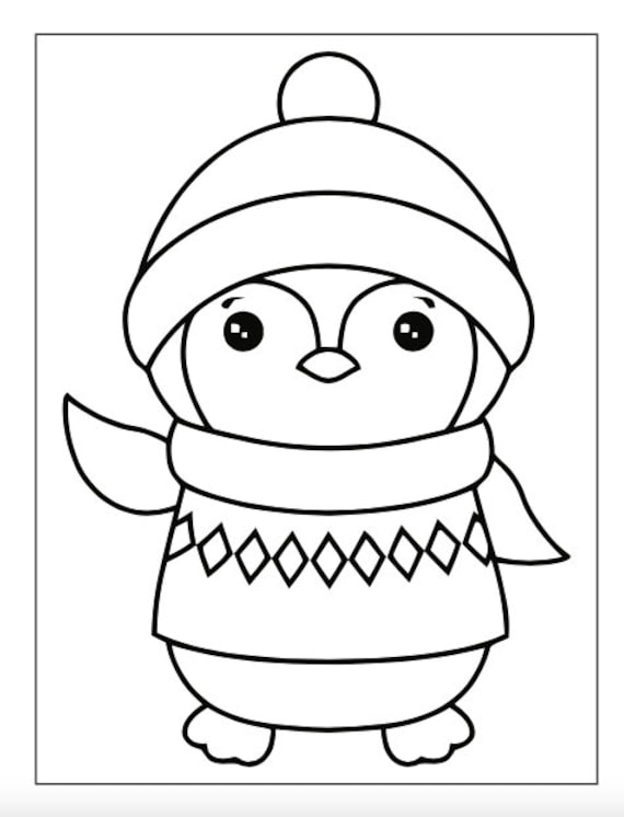 Cute penguin coloring pages for kids