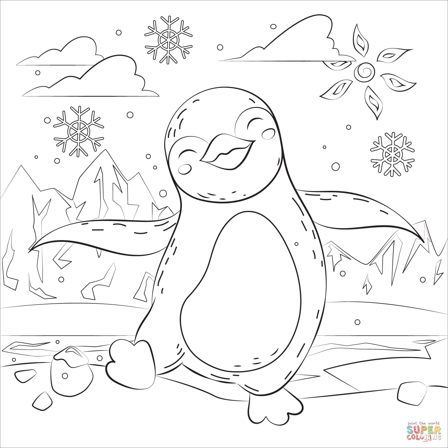 Penguin coloring page free printable coloring pages