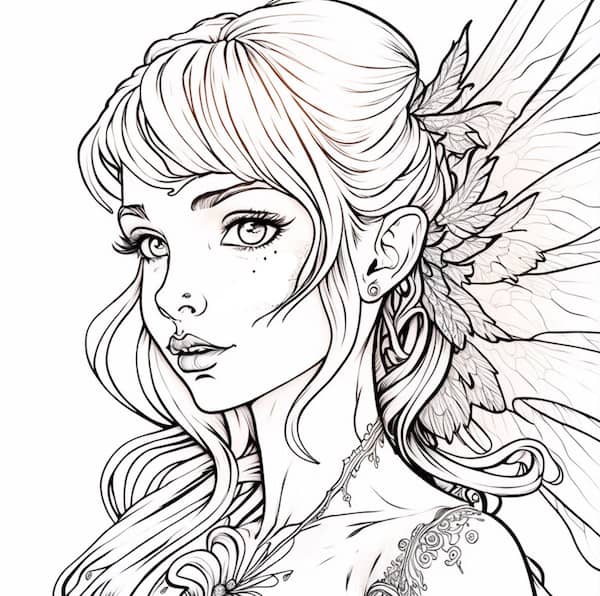 Fascinating fairy coloring pages for adults