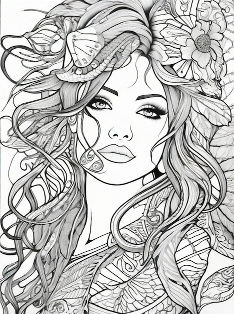 Premium ai image coloring pages for adults tattoos line art