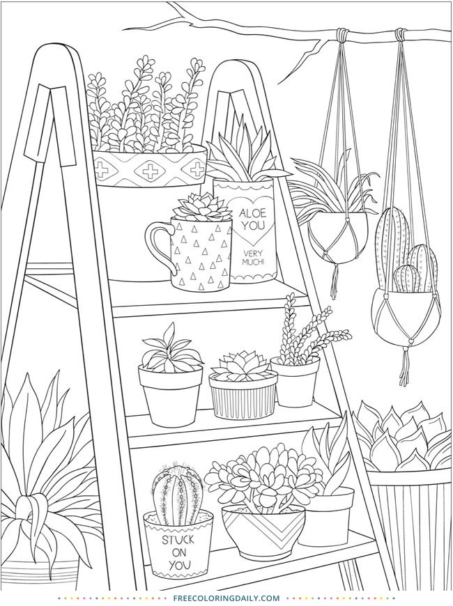 Free plants coloring page detailed coloring pages free adult coloring pages coloring book art