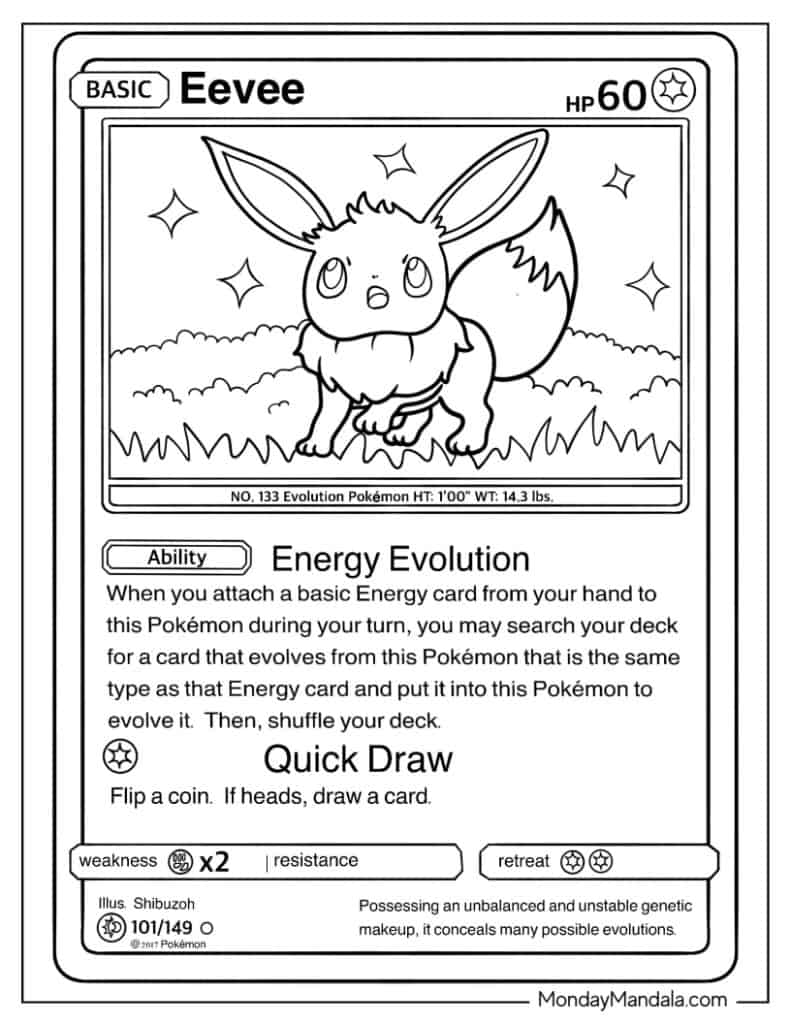 Eevee coloring pages free pdf printables