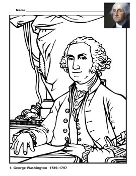 Us presidents coloring pages first ten by willowsedgefiles tpt