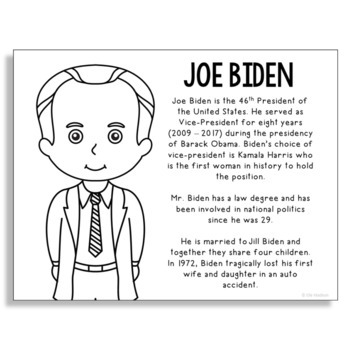 President joe biden coloring page craft activity presidents day printable