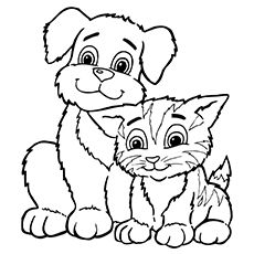 Puppy and kitten dog coloring page puppy coloring pages cat coloring page