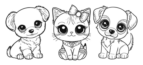 Thousand coloring pages dogs cats royalty