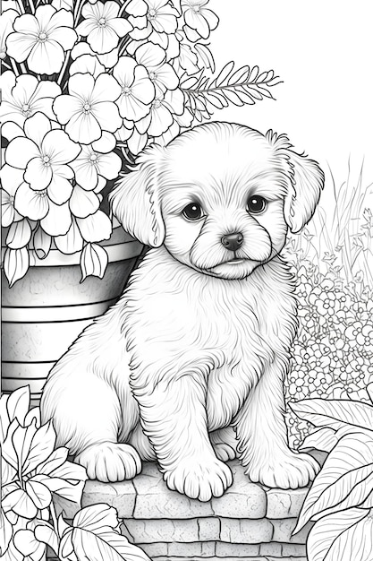 Realistic puppy coloring pages images