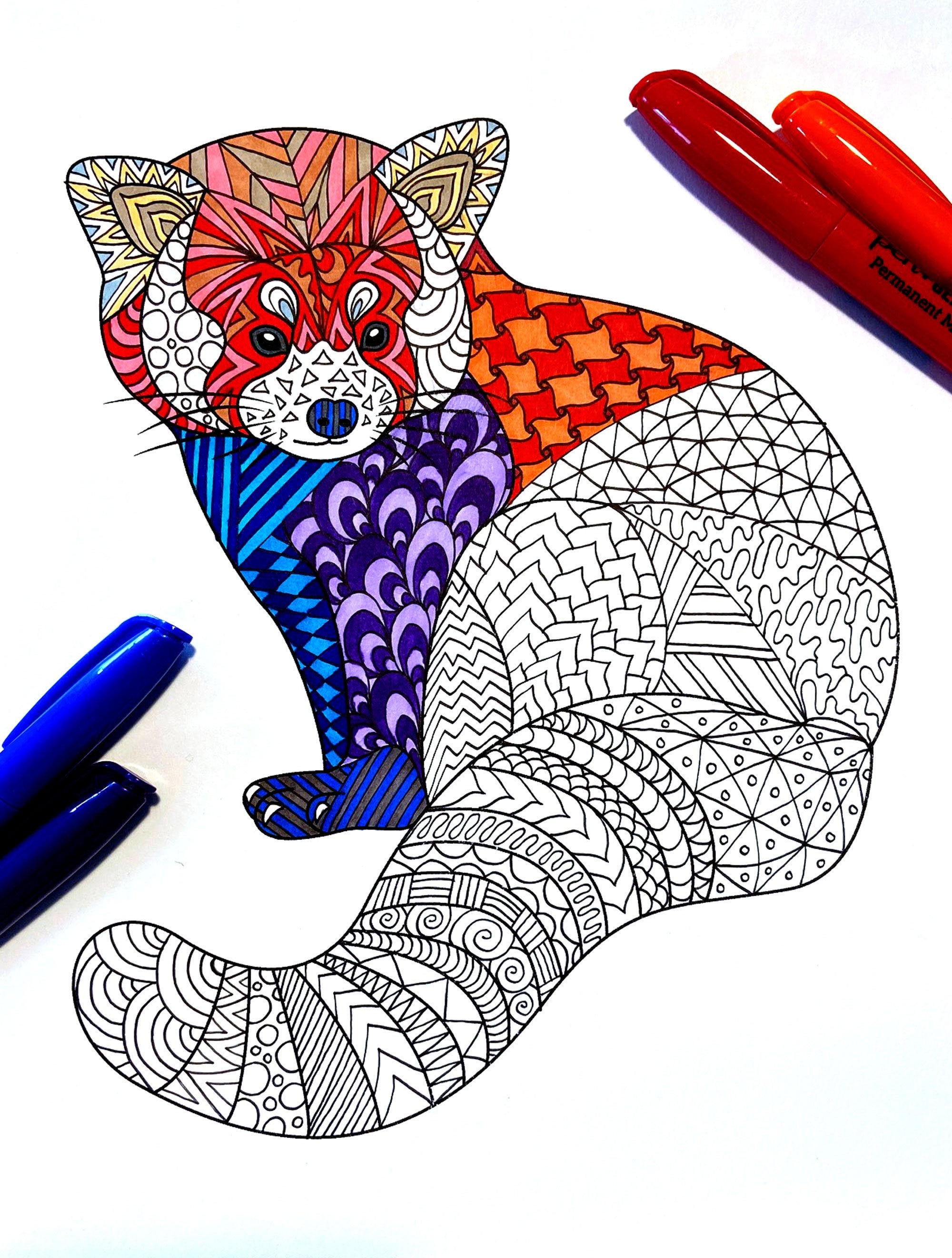 Red panda endangered animal pdf animal coloring page