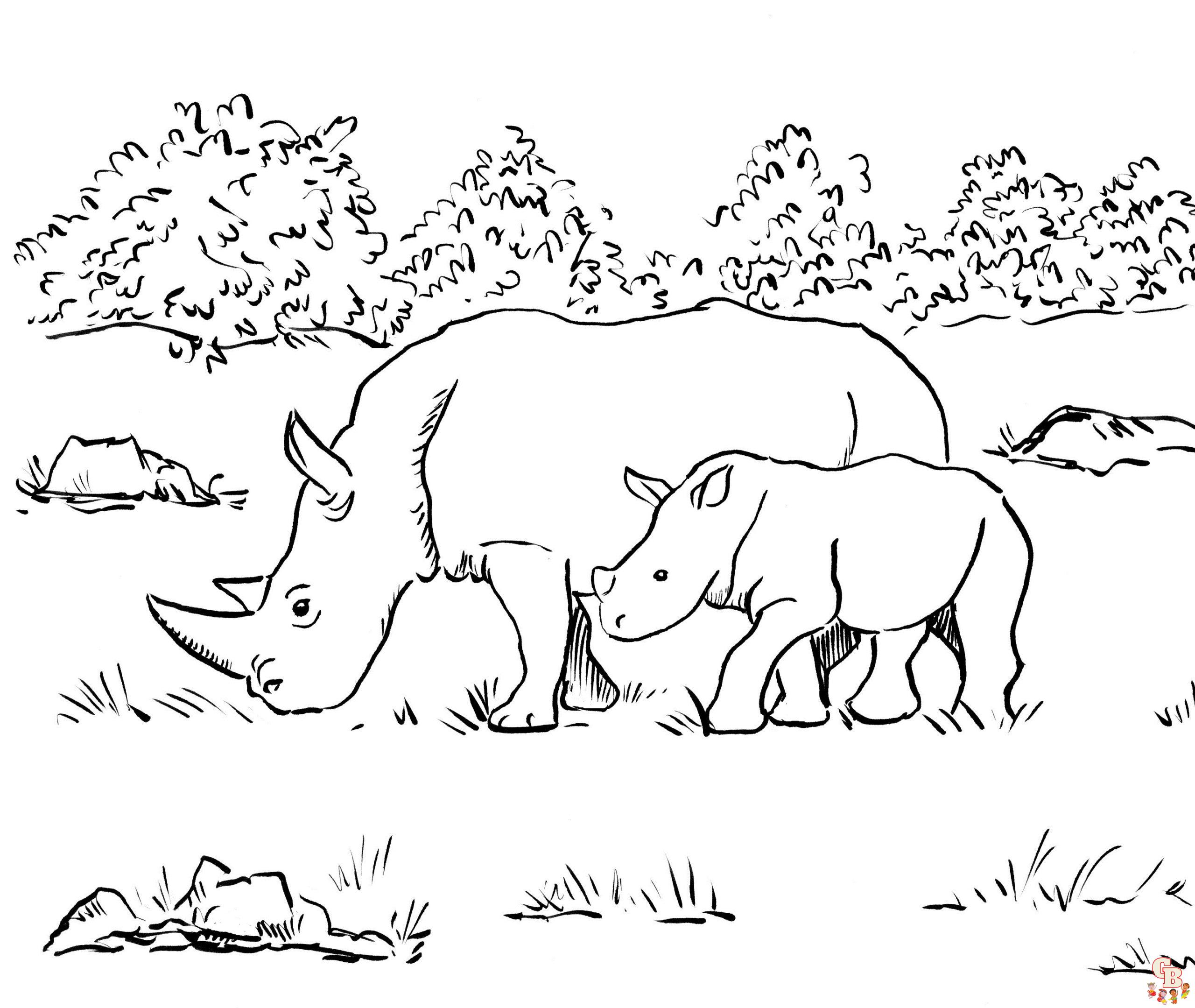 Rhino coloring pages