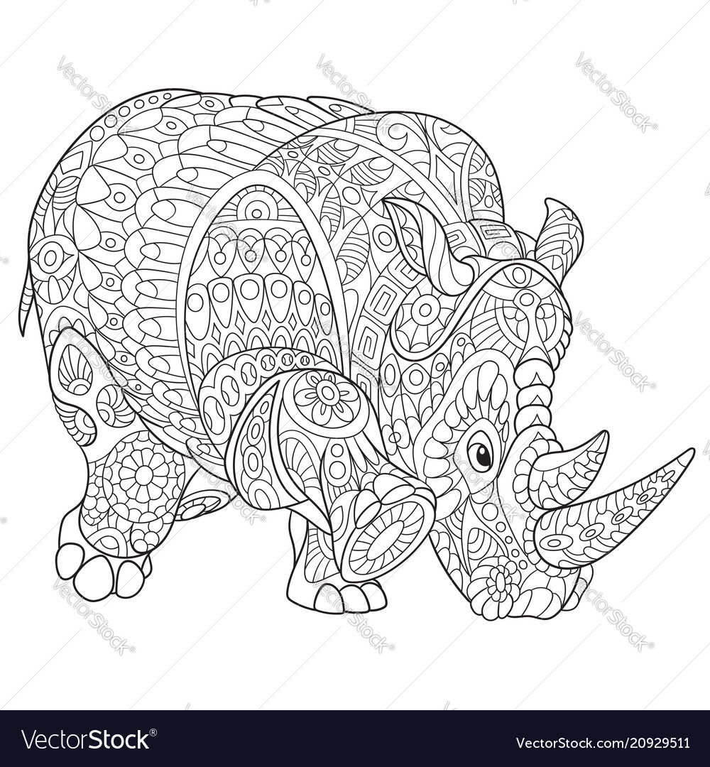 Rhino coloring page royalty free vector image