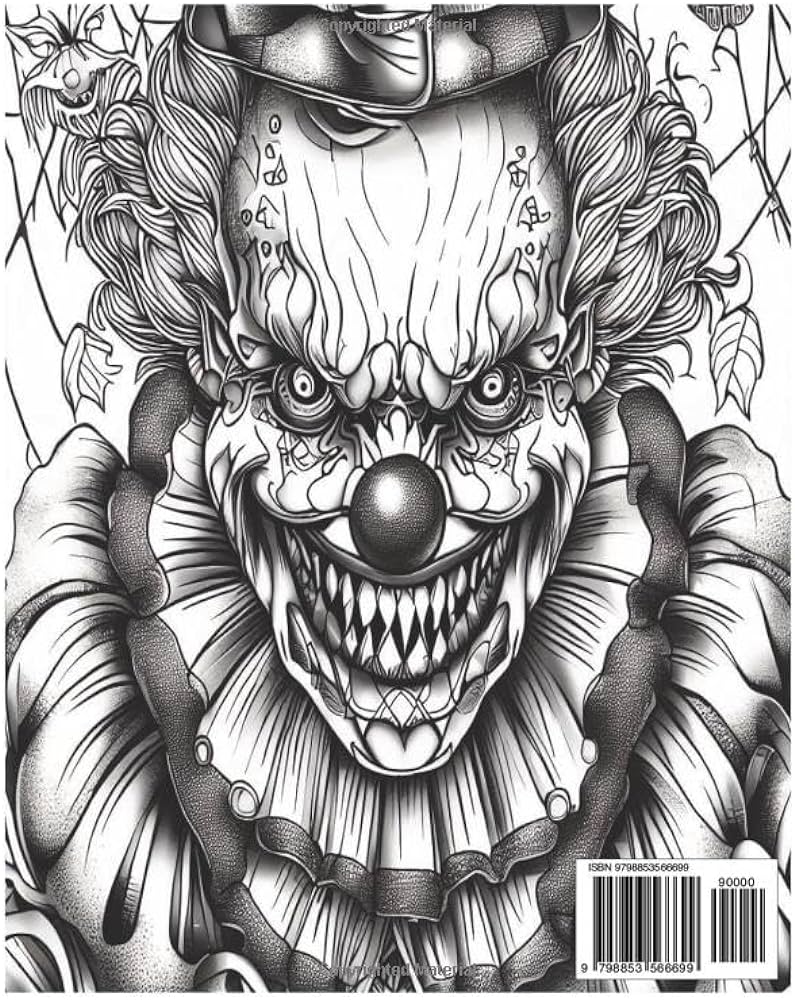 Scary clown coloring book creepy scary clowns scary clown adult coloring stumbo c w books