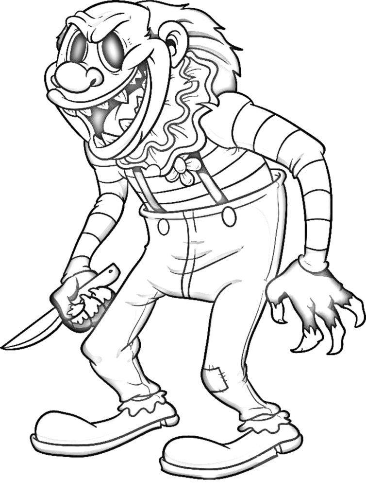 Killer clowns coloring book cartoon character clipart simpsons drawings monster coloring pages