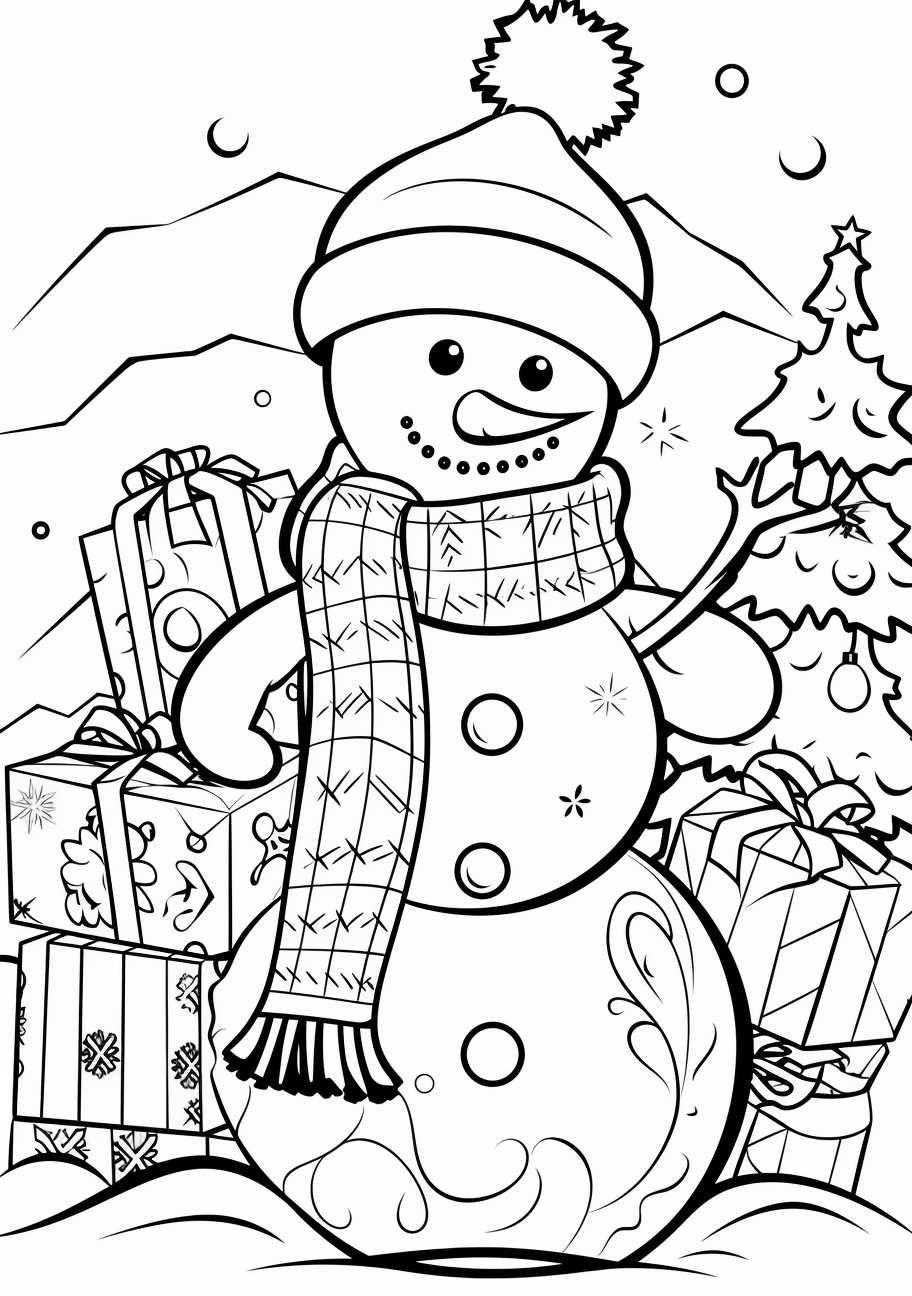 Detailed snowman coloring s for adults