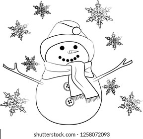 Cute christmas snowman coloring pages stock illustration