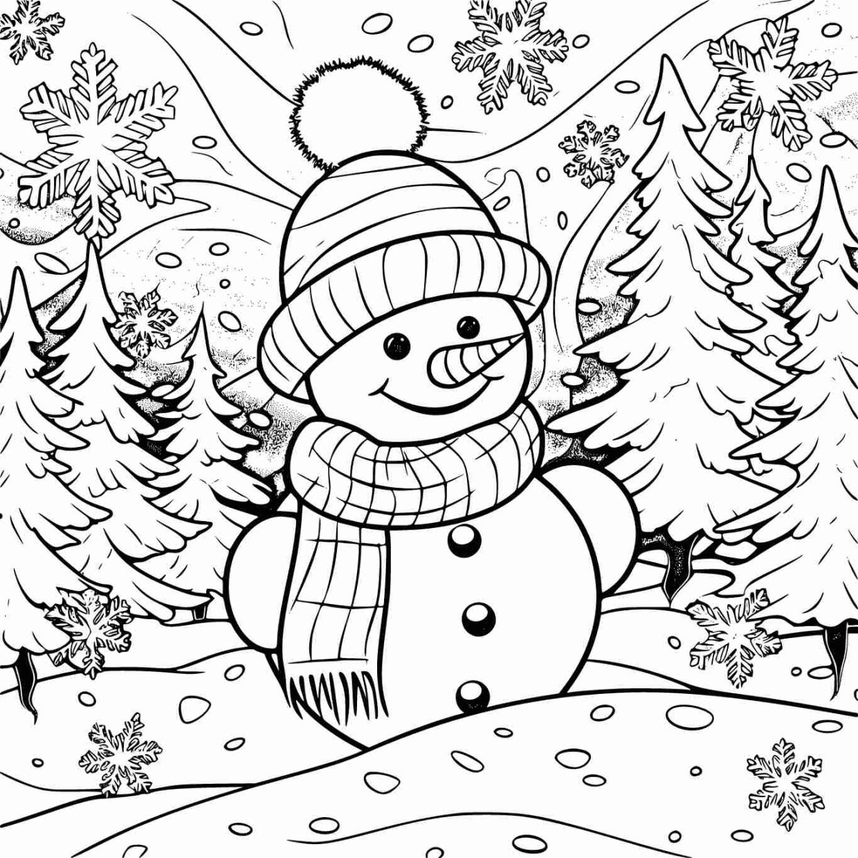 Snowman coloring pages printable and free for kids