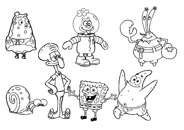 Spongebob coloring page character halloweencoloringpages spongebob coloring page character spongebob coloring all spongebob characters coloring pages