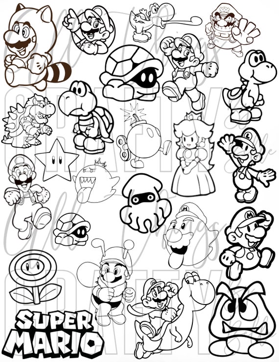 Super mario coloring sheets digital pdf coloring pages