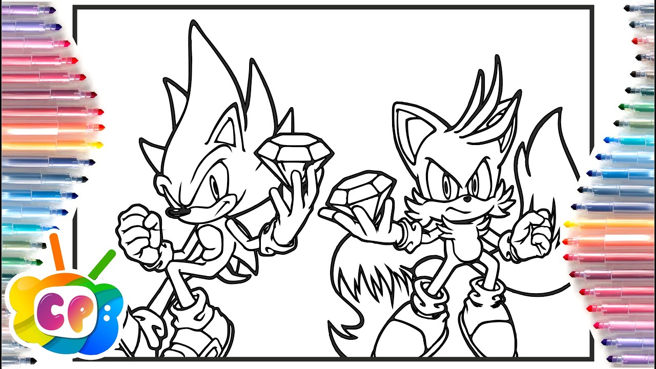 Super sonic and super tails coloring page how to draw super sonic