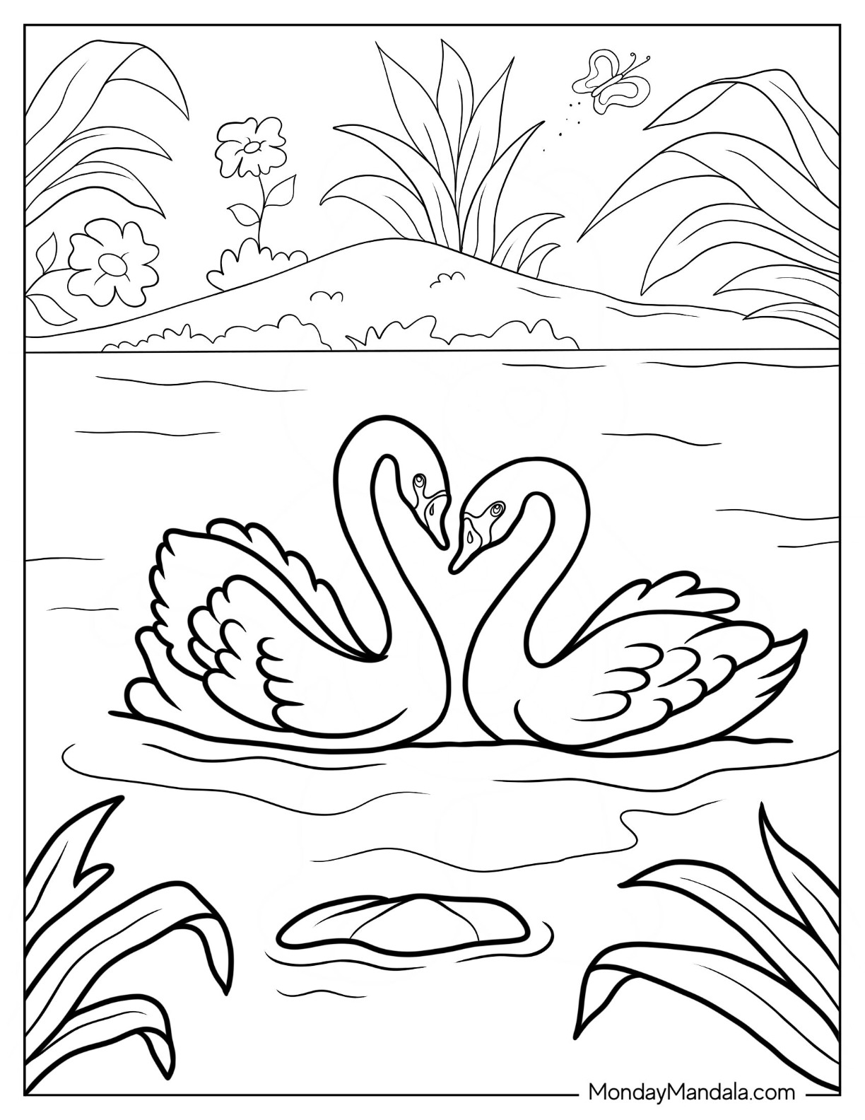 Swan coloring pages free pdf printables