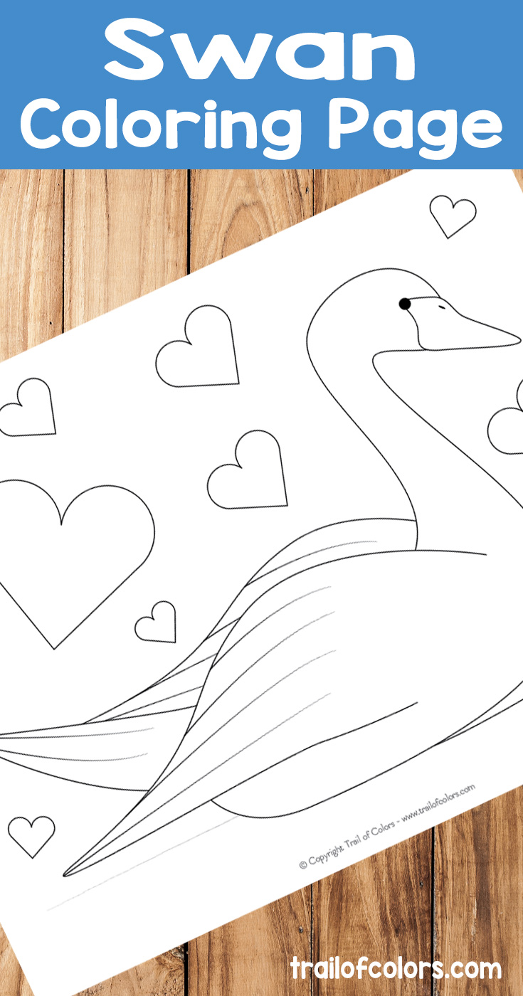 Free printable swan coloring page for kids