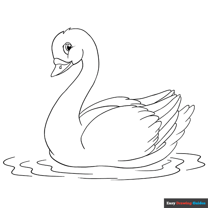 Swan coloring page easy drawing guides
