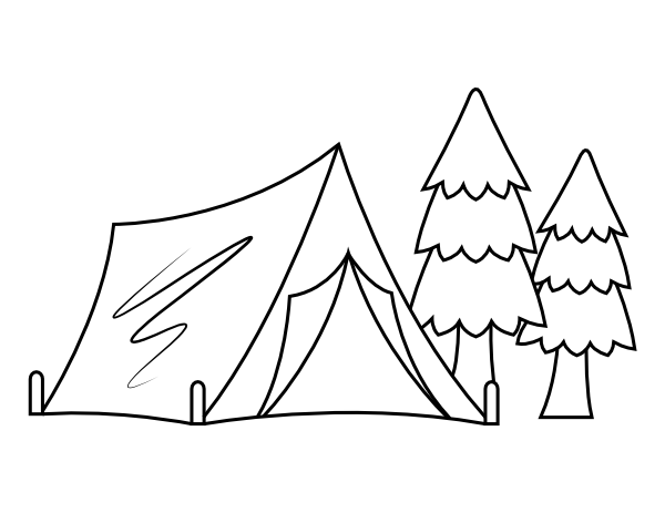 Printable camping tent coloring page