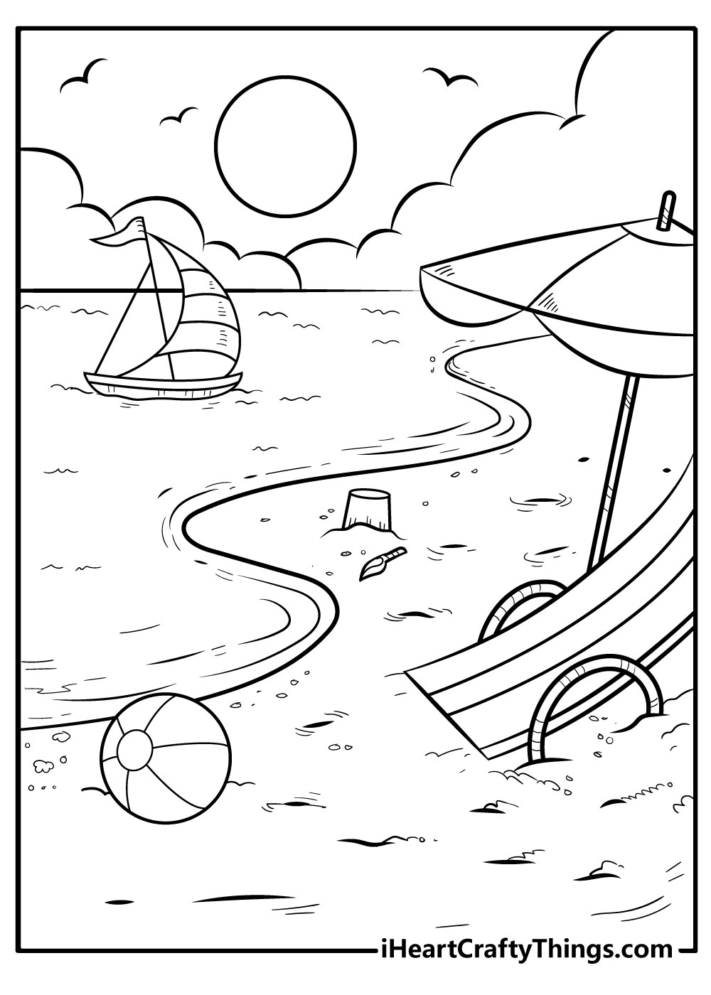 Beach coloring pages free printables