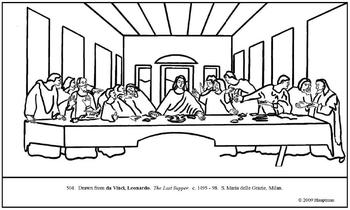 Da vinci the last supper coloring page and lesson plan ideas