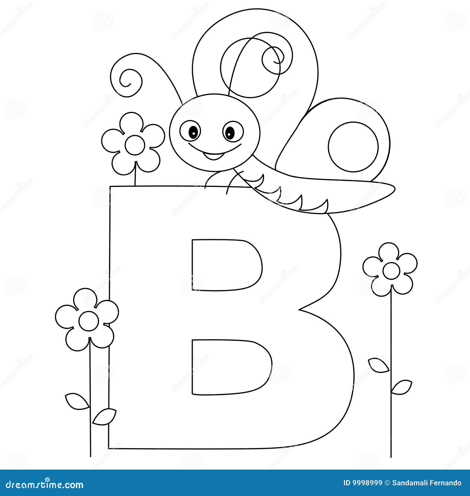 Animal alphabet b coloring page stock vector