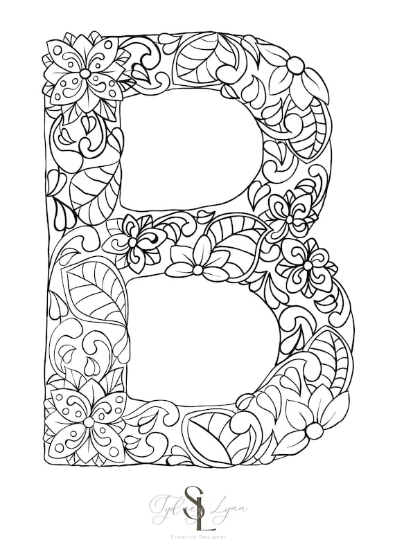Letter b coloring page instant download