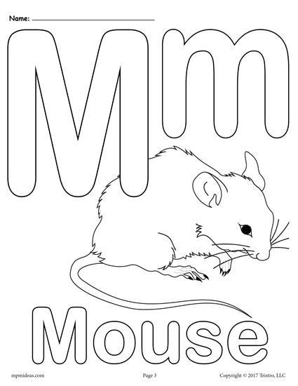 Letter m alphabet coloring pages