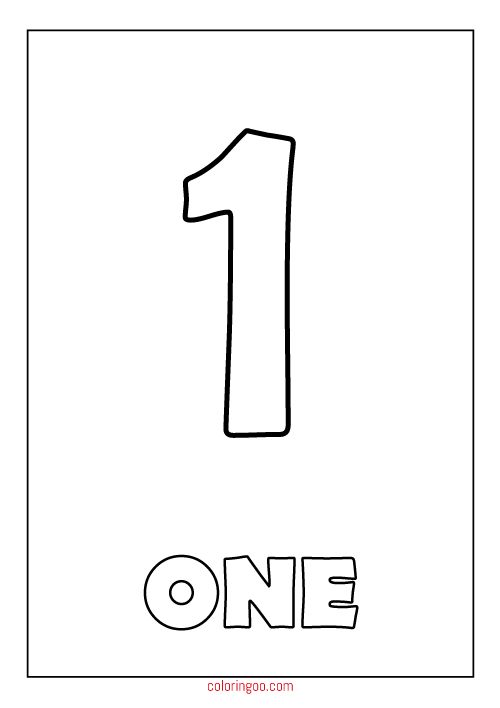 Printable number one coloring page pdf for kids printable numbers numbers for kids free printable numbers