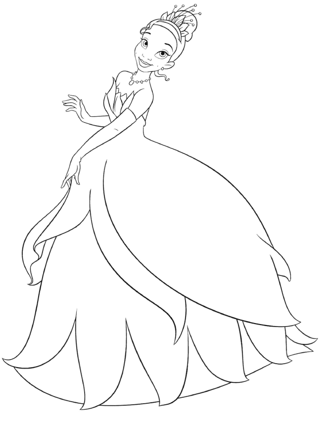 Coloring pages princess tiana coloring pages