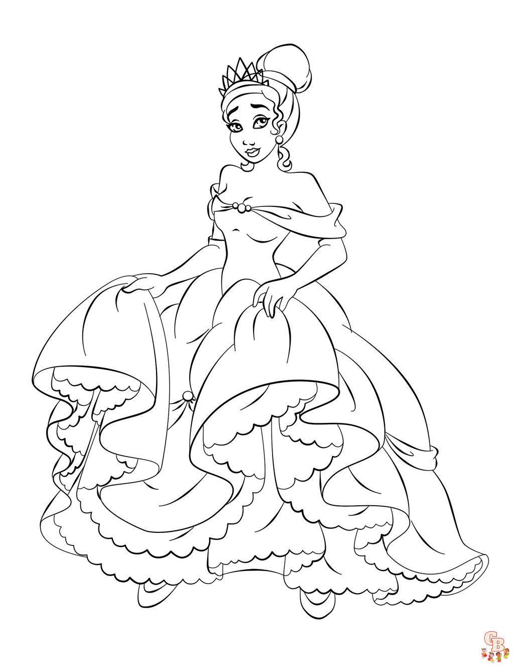 Free printable princess tiana coloring pages for kids