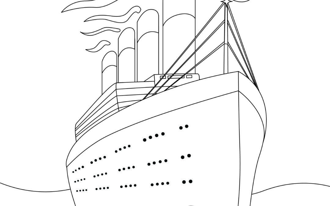 Titanic sailing across the ocean little sprout art