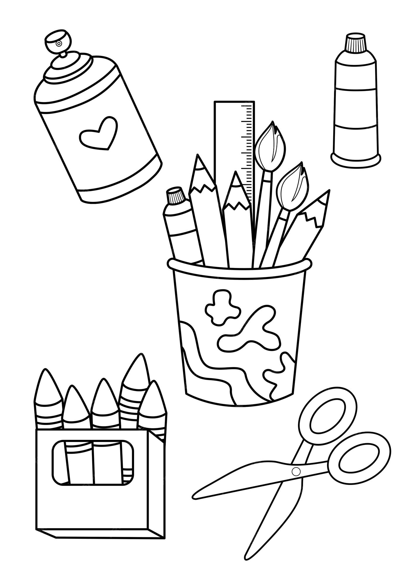 Premium vector painting activity tools coloring pages a for kids and adult