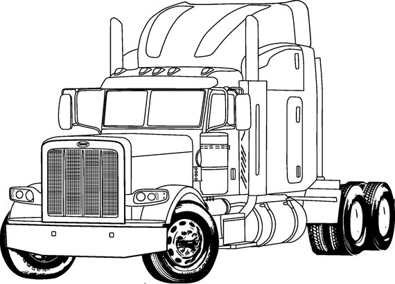 Big rig truck coloring page poster