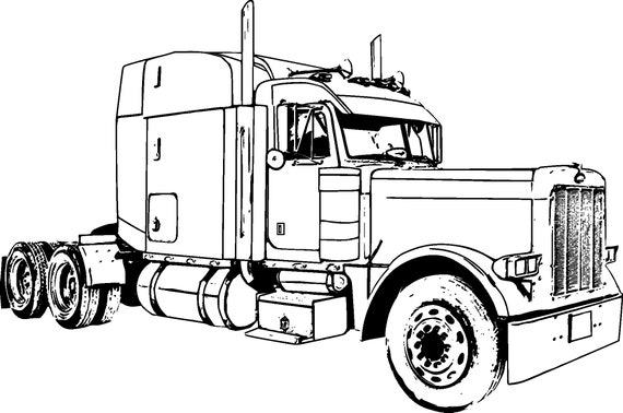 Big rig truck coloring page poster